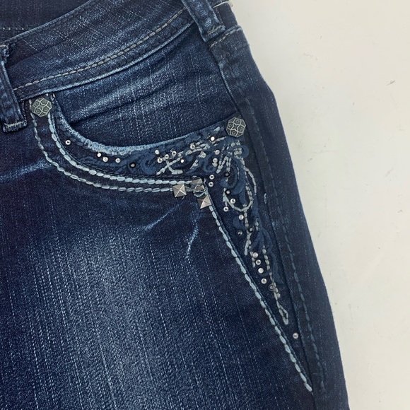 Silver Jeans Suki 17” Straight leg Size 29 Dark wash denim Pocket Bling Stretch - Picture 11 of 16